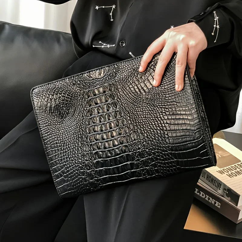 Brand Designer Business Bag iPad Handbags PU Leather Envelope Bag Male Wallet Luxury Crocodile Pattern Men/Women Clutch Bags thumbnail 5