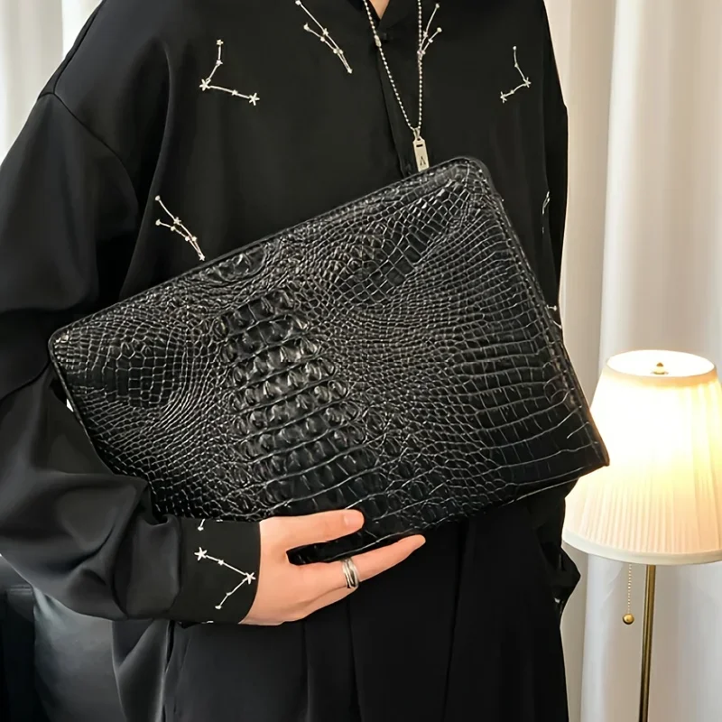 Brand Designer Business Bag iPad Handbags PU Leather Envelope Bag Male Wallet Luxury Crocodile Pattern Men/Women Clutch Bags thumbnail 6