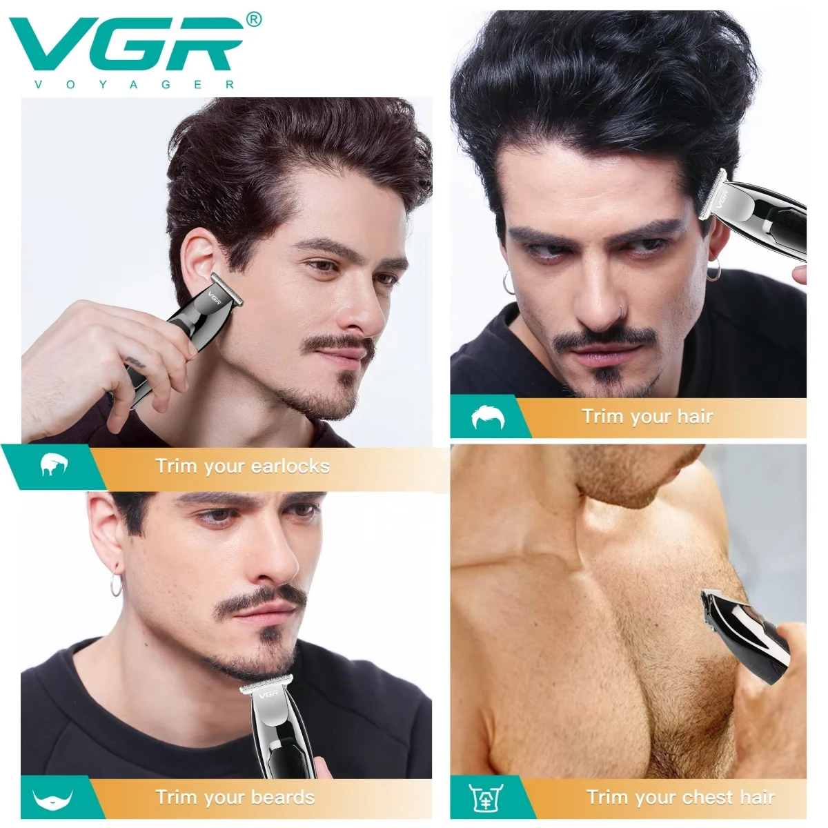 VGR Hair Trimmer Rechargeable Electric Professional Hair Clipper Cordless Barber Hair Trimmer Shaving Machine for Men V-030 thumbnail 4