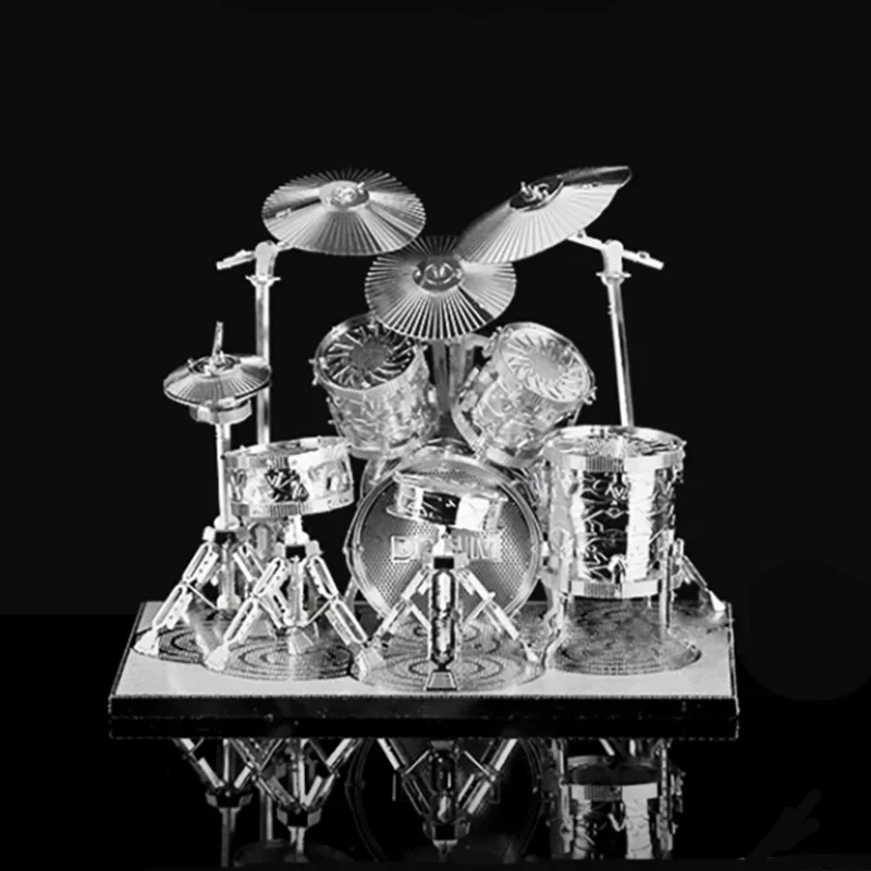 drum set 3D Metal Puzzle model kits DIY Laser Cut Puzzles Jigsaw Toy For Children thumbnail 2