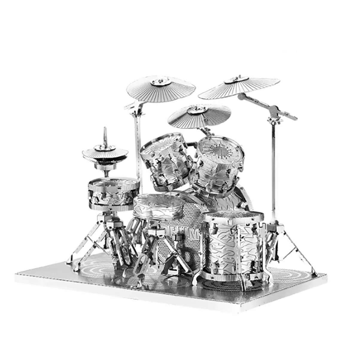 drum set 3D Metal Puzzle model kits DIY Laser Cut Puzzles Jigsaw Toy For Children thumbnail 3