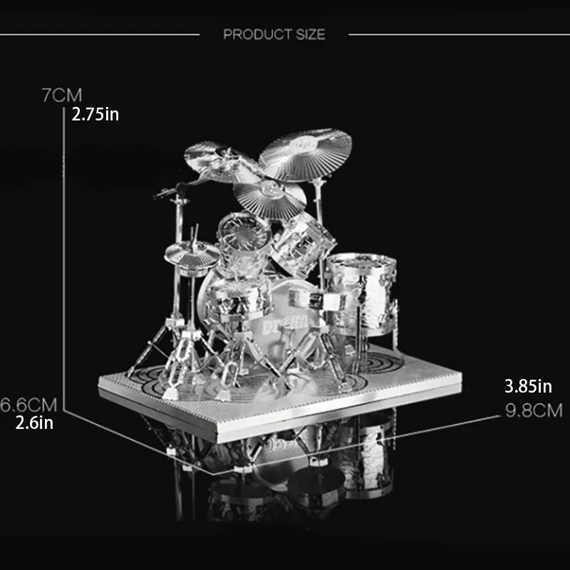 drum set 3D Metal Puzzle model kits DIY Laser Cut Puzzles Jigsaw Toy For Children thumbnail 6