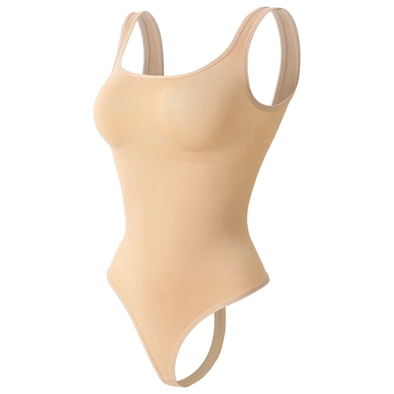 Summer Women Waist Trainer Body Shaper Square Neck Tank Tops Seamless Tummy Control Shapewear with Thong Butt Lifter Bodysuits thumbnail 4