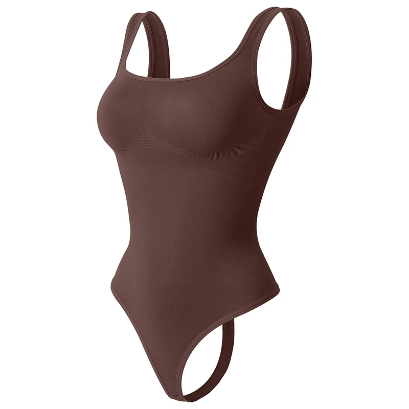 Summer Women Waist Trainer Body Shaper Square Neck Tank Tops Seamless Tummy Control Shapewear with Thong Butt Lifter Bodysuits thumbnail 5