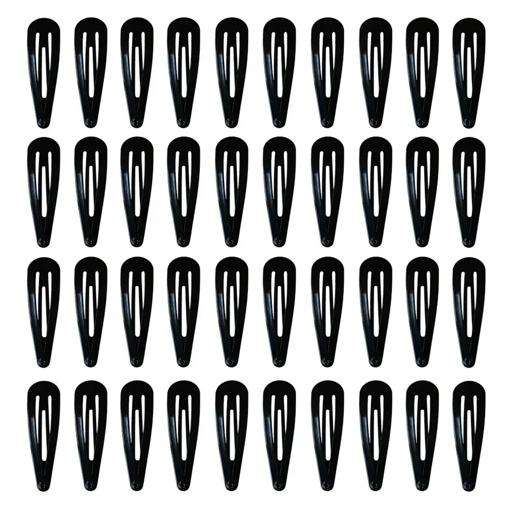 40pcs Solid Color Multicolored Metal Snap Hair Clips 2 Inch Barrettes for Women Accessories