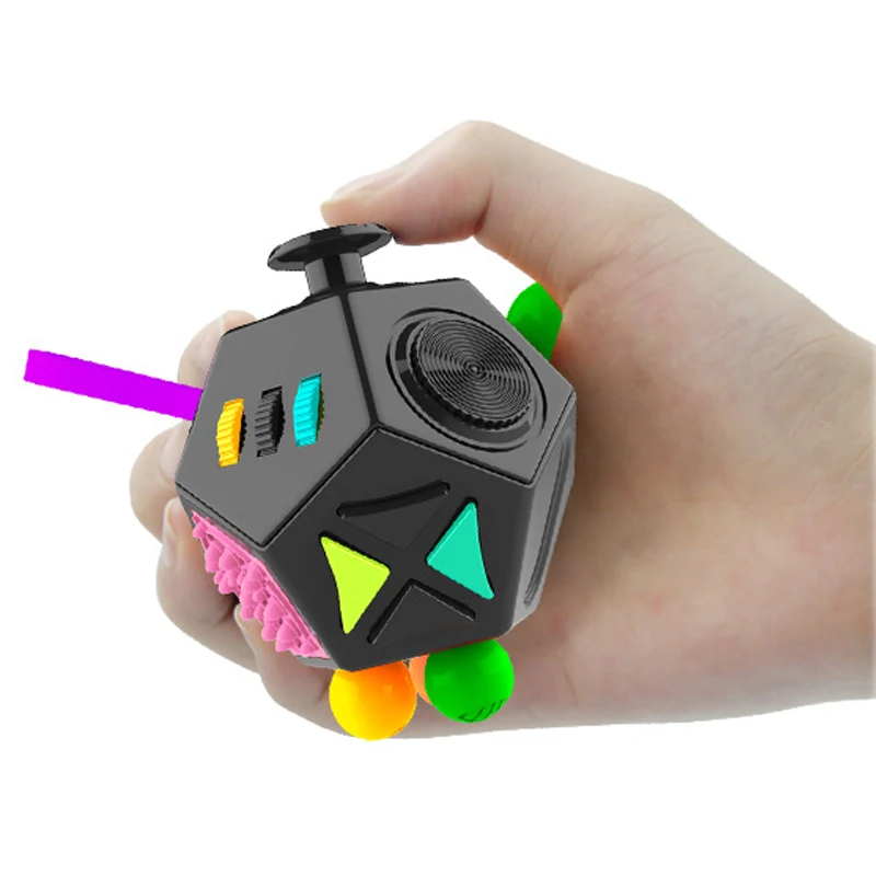 6/12 Sides Cube Decompression Toy Rainbow Stress Relief Autism ADHD OCD Anxiety Sensory Toys Fingertip Desk Toy for Kids Adult thumbnail 2