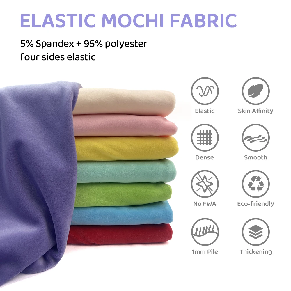 Color 01~40 Stretch Mochi Plush Minky Fabric 1mm Pile 95% Polyester 5% Spandex Stretch Four Side Plush Fabric For Diy Sewing Toy thumbnail 2