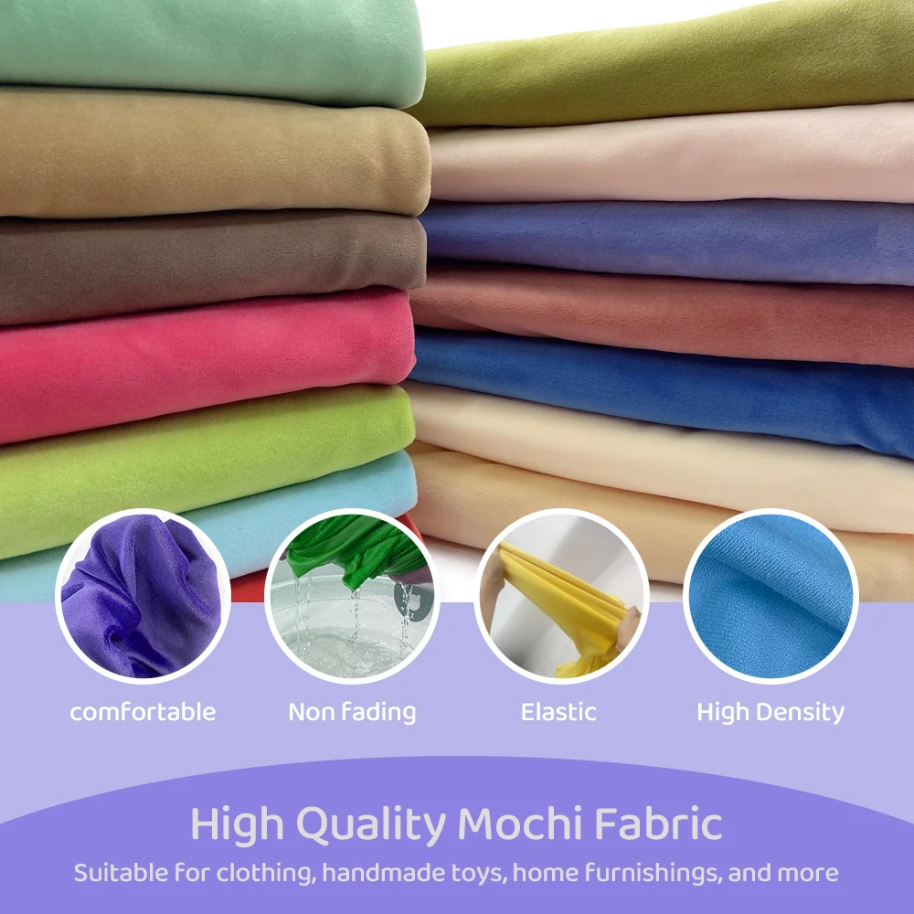 Color 01~40 Stretch Mochi Plush Minky Fabric 1mm Pile 95% Polyester 5% Spandex Stretch Four Side Plush Fabric For Diy Sewing Toy thumbnail 3
