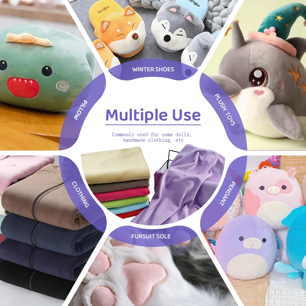 Color 01~40 Stretch Mochi Plush Minky Fabric 1mm Pile 95% Polyester 5% Spandex Stretch Four Side Plush Fabric For Diy Sewing Toy thumbnail 6