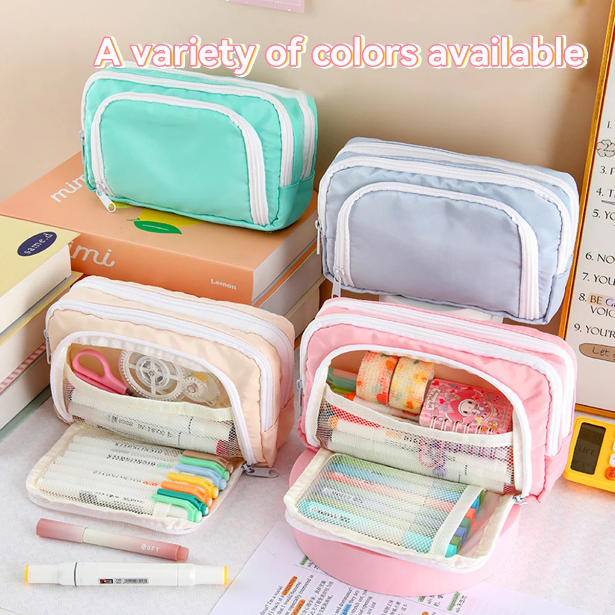Kawaii Large Capacity Pen Bag Korean Pencil Pouch Multilayer School Case Stationery Holder Bag Student Back to School Supplies thumbnail 2