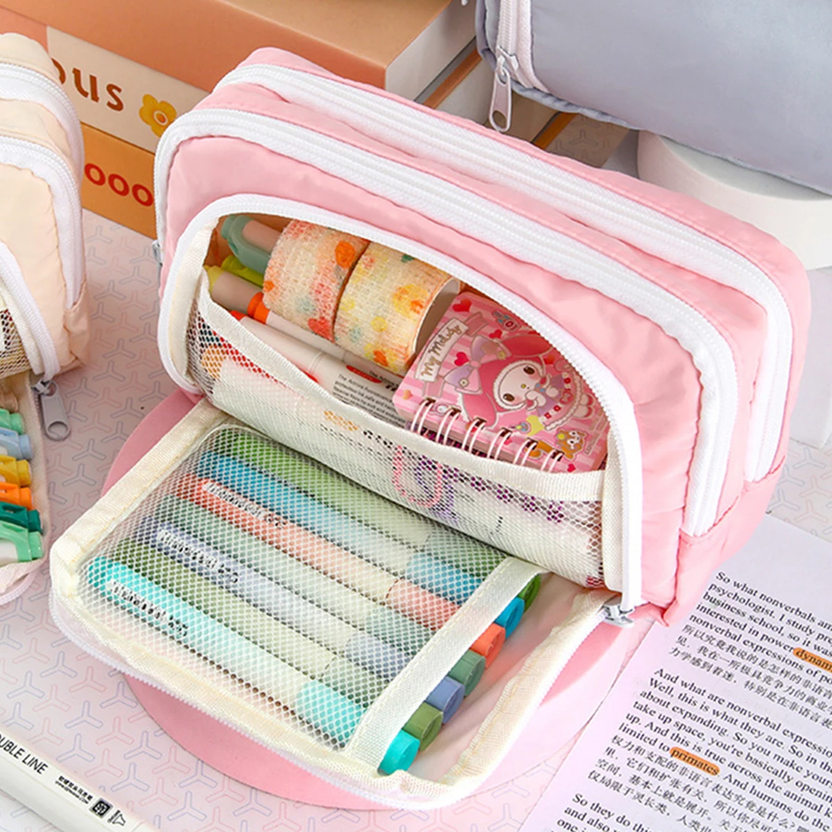 Kawaii Large Capacity Pen Bag Korean Pencil Pouch Multilayer School Case Stationery Holder Bag Student Back to School Supplies thumbnail 6