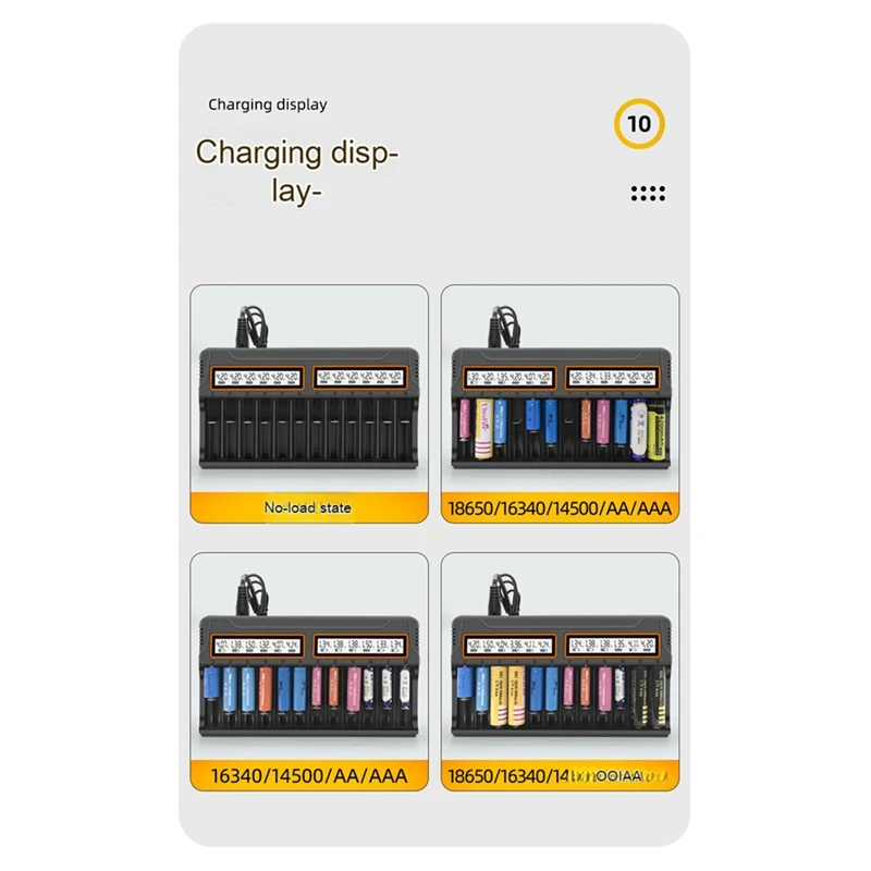 NEW-18650 Charger 12 Slots Aa.Aaa Nickel Metal Hydride/Lithium Battery Smart Universal Charger With Display US-Plug thumbnail 2