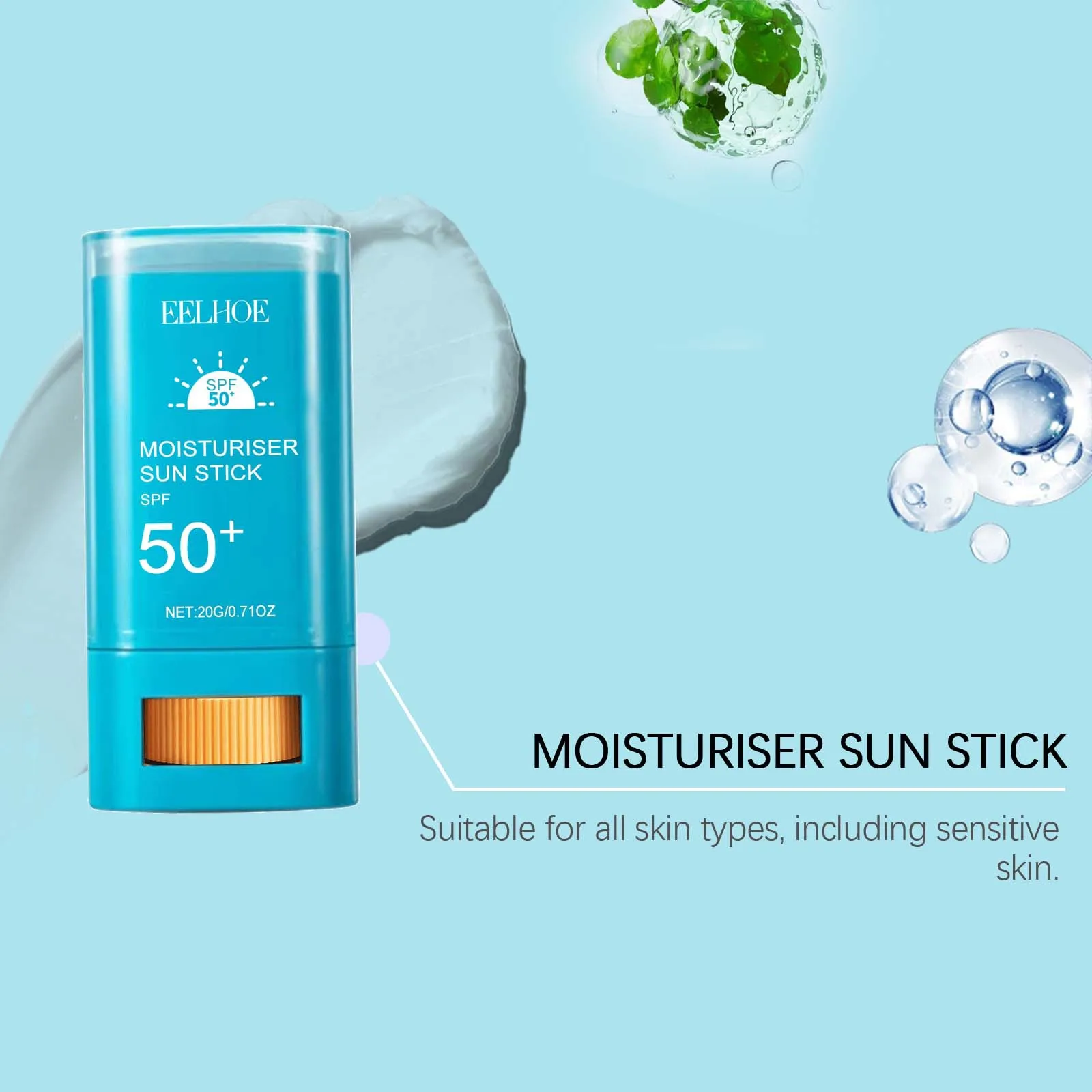 EELHOE Sunscreen Stick 50Spf Sunblock Sun Protection Hyaluronic Acid Oil Control Waterproof Lightweight Sunscreen Cosmetics 20G thumbnail 5