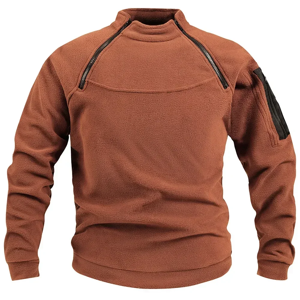 Outdoor Men's TacticalFleece Jacket Clothes Warm Zippers Pullover Men Windproof Coat Thermal Hiking Sweatshirt thumbnail 2