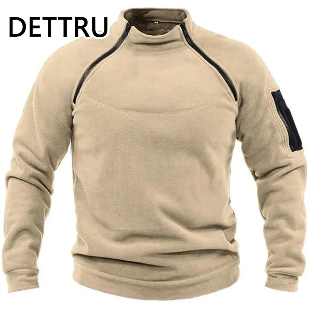 Outdoor Men's TacticalFleece Jacket Clothes Warm Zippers Pullover Men Windproof Coat Thermal Hiking Sweatshirt thumbnail 4