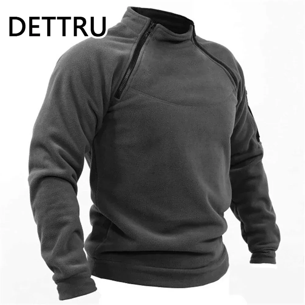 Outdoor Men's TacticalFleece Jacket Clothes Warm Zippers Pullover Men Windproof Coat Thermal Hiking Sweatshirt thumbnail 6