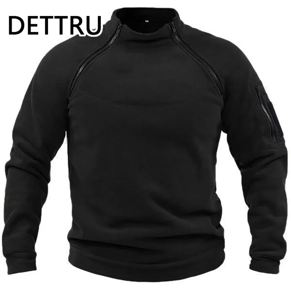 Outdoor Men's TacticalFleece Jacket Clothes Warm Zippers Pullover Men Windproof Coat Thermal Hiking Sweatshirt thumbnail 5