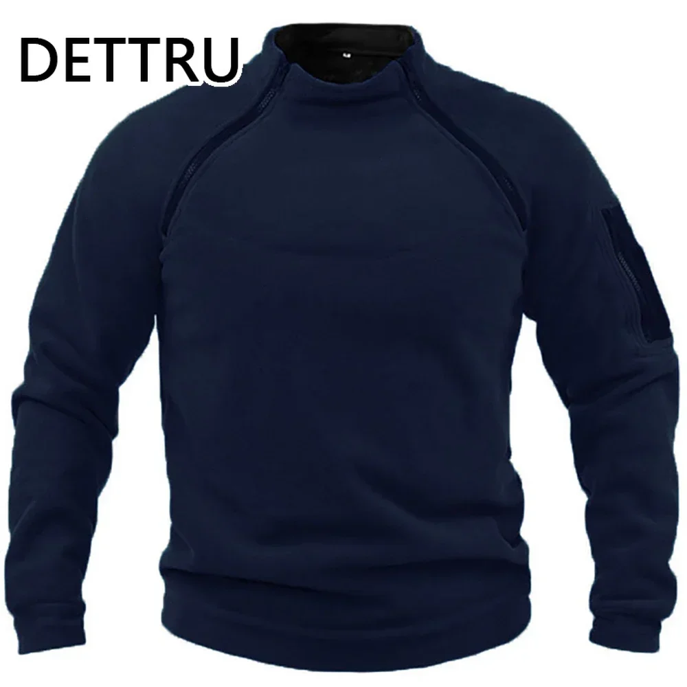 Outdoor Men's TacticalFleece Jacket Clothes Warm Zippers Pullover Men Windproof Coat Thermal Hiking Sweatshirt thumbnail 3