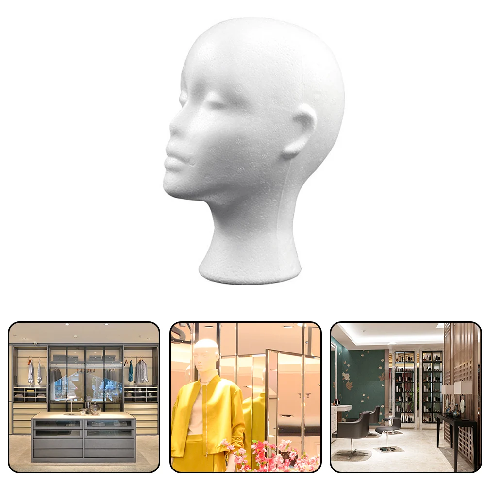 Foam Head Dummy Female Head Model Mannequin Polystyrene Styrofoam for Hat Hair Wigs Glasses Cap Display Holder Stand Rack thumbnail 4