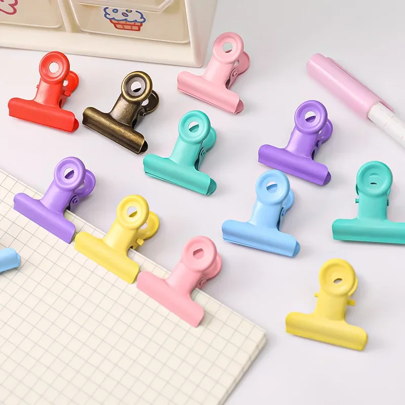 5pcs Random Color Metal Grip Ticket Paper Stationery Clips Office Documents Binder Clip School Student Stationery Supplies 3cm thumbnail 2