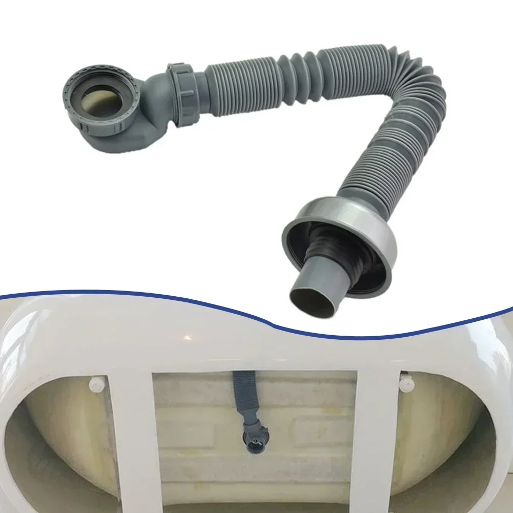 1pc Low Profile Trap Flexible Bathtub Shower Drain Pipe Gray ABS Flat Tub Free Standing Tub Drain For Bath Bathtub Drain
