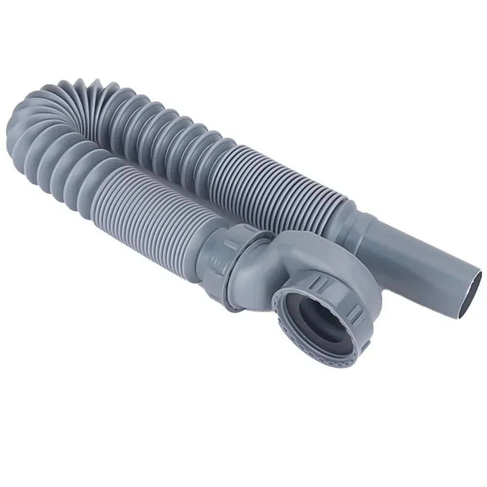 1pc Low Profile Trap Flexible Bathtub Shower Drain Pipe Gray ABS Flat Tub Free Standing Tub Drain For Bath Bathtub Drain thumbnail 3