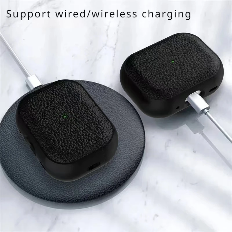 Leather Texture Case For Apple Airpods 1 2 3 4 Pro air pods Wrieless Bluetooth Earphone Protective Cover Anti-lost Headphone Bag thumbnail 4