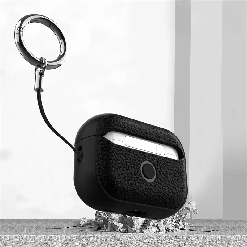 Leather Texture Case For Apple Airpods 1 2 3 4 Pro air pods Wrieless Bluetooth Earphone Protective Cover Anti-lost Headphone Bag thumbnail 5