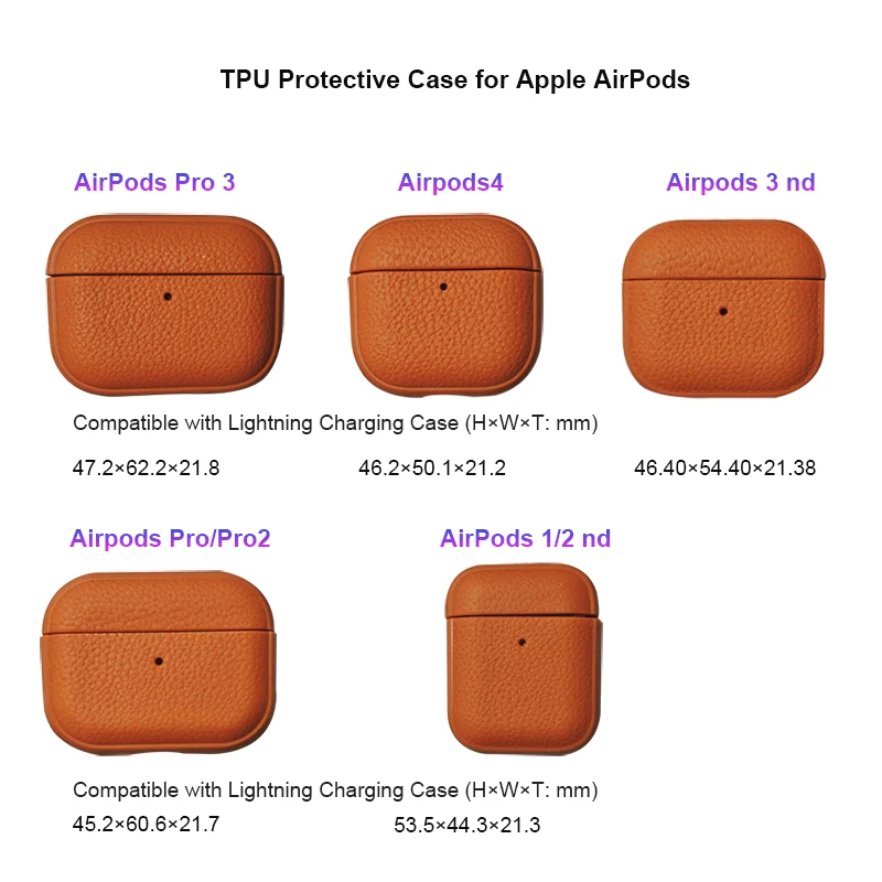 Leather Texture Case For Apple Airpods 1 2 3 4 Pro air pods Wrieless Bluetooth Earphone Protective Cover Anti-lost Headphone Bag thumbnail 6