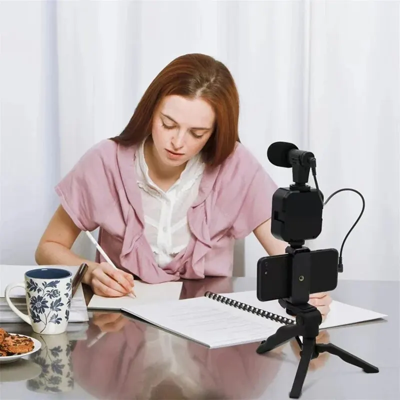 Smartphone Vlogging Kit With Tripod Phone Holder Mini Microphone LED Fill Light Starter For TikTok Live Stream Video YouTube thumbnail 5