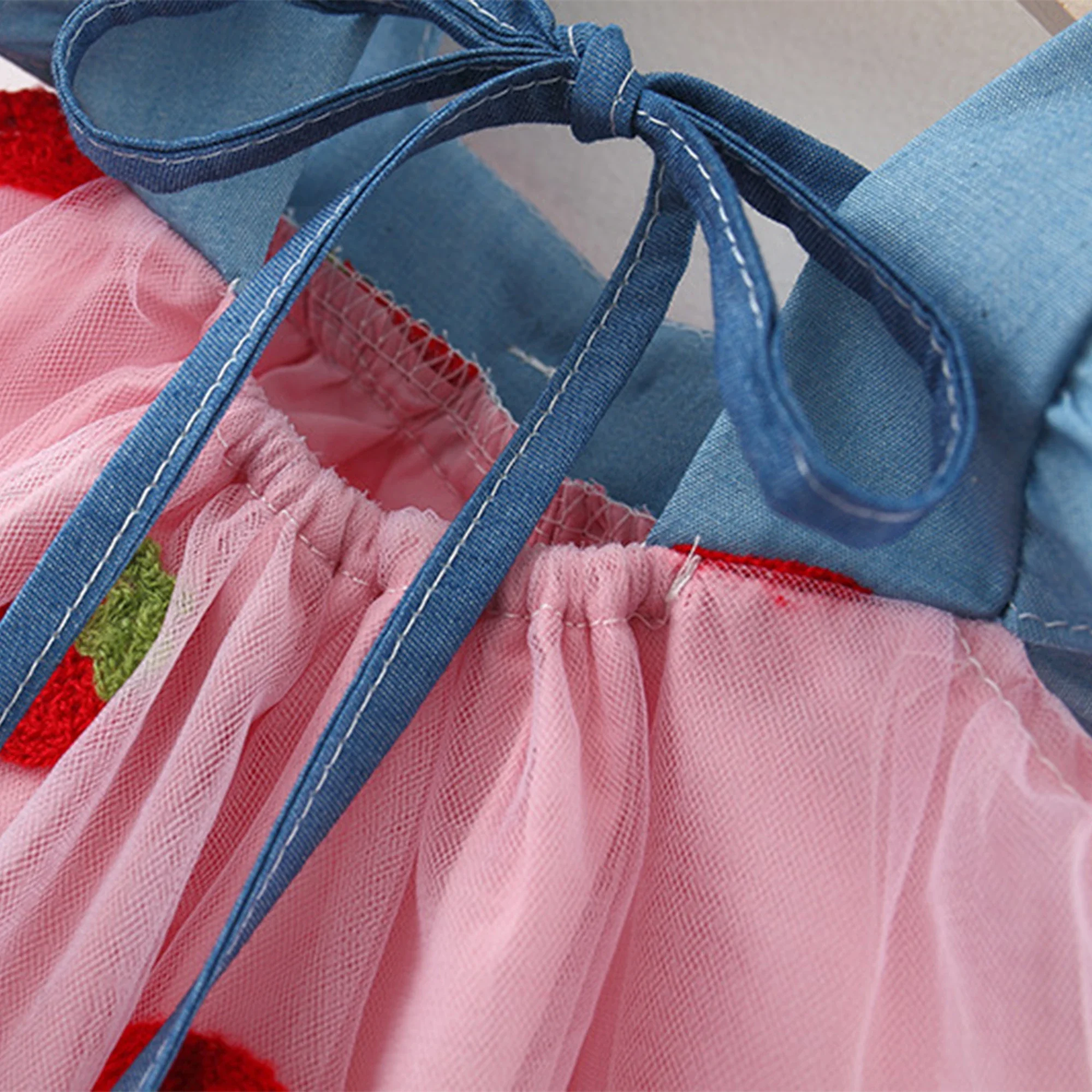 Baby Girl Dress Summer Cherry Mesh Girl's Dress Cute Beach Baby Dress Baby Girl Clothes thumbnail 6