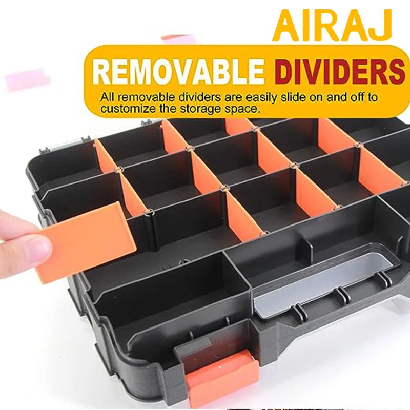 AIRAJ Small Parts Organizer 34-Compartments Double Side Parts Organizer with Removable Dividers for Hardware Screws Bolts Nails thumbnail 2
