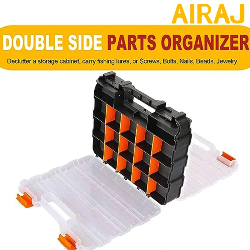 AIRAJ Small Parts Organizer 34-Compartments Double Side Parts Organizer with Removable Dividers for Hardware Screws Bolts Nails thumbnail 3