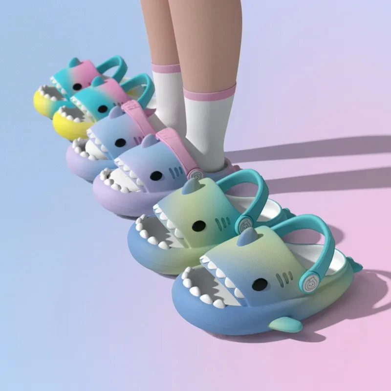 Eyriphy Children Shark Slippers Summer Cool Kids Sandals Girls Cartoon Outdoor Play Slides Garden Shoes With Adjustable Buckle thumbnail 2