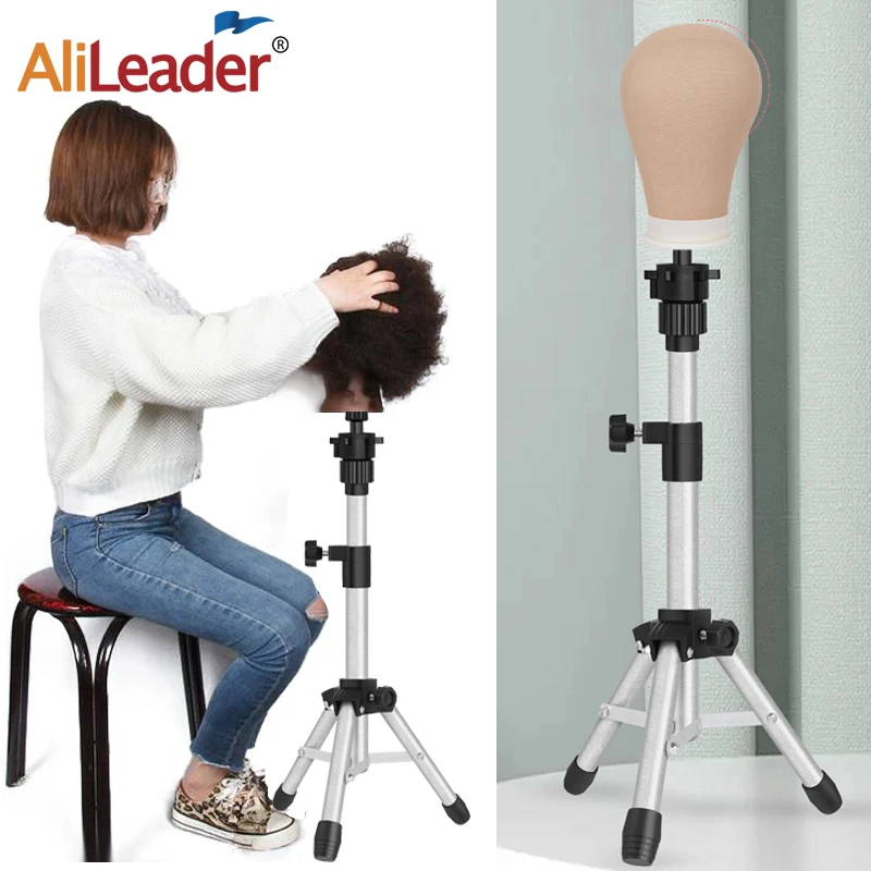 Adjustable Wig Tripod Stand Mannequin Head Stand 64Cm Luxury Wig Head Stand For Wig Display Styling Canvas Block Head Stand