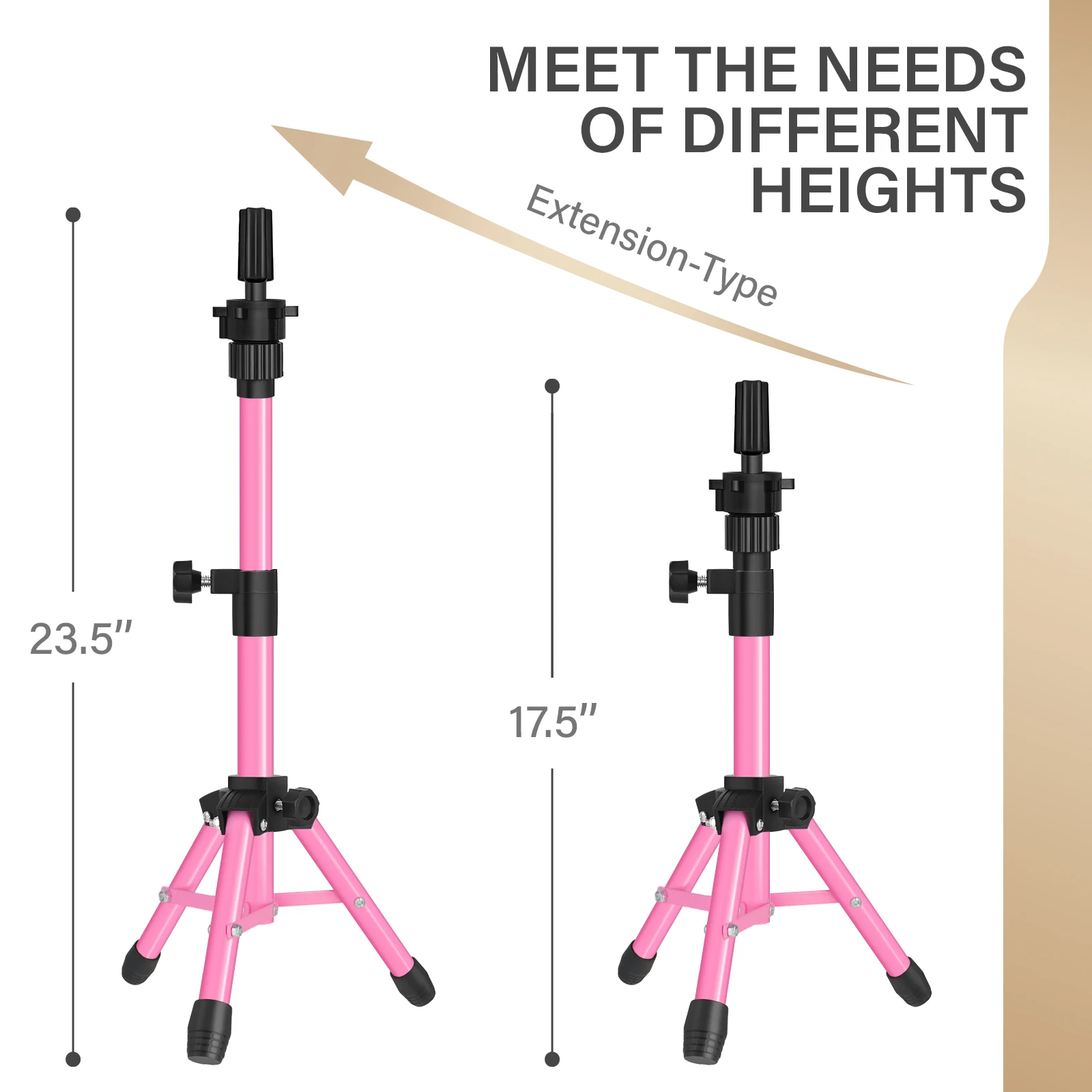 Adjustable Wig Tripod Stand Mannequin Head Stand 64Cm Luxury Wig Head Stand For Wig Display Styling Canvas Block Head Stand thumbnail 2