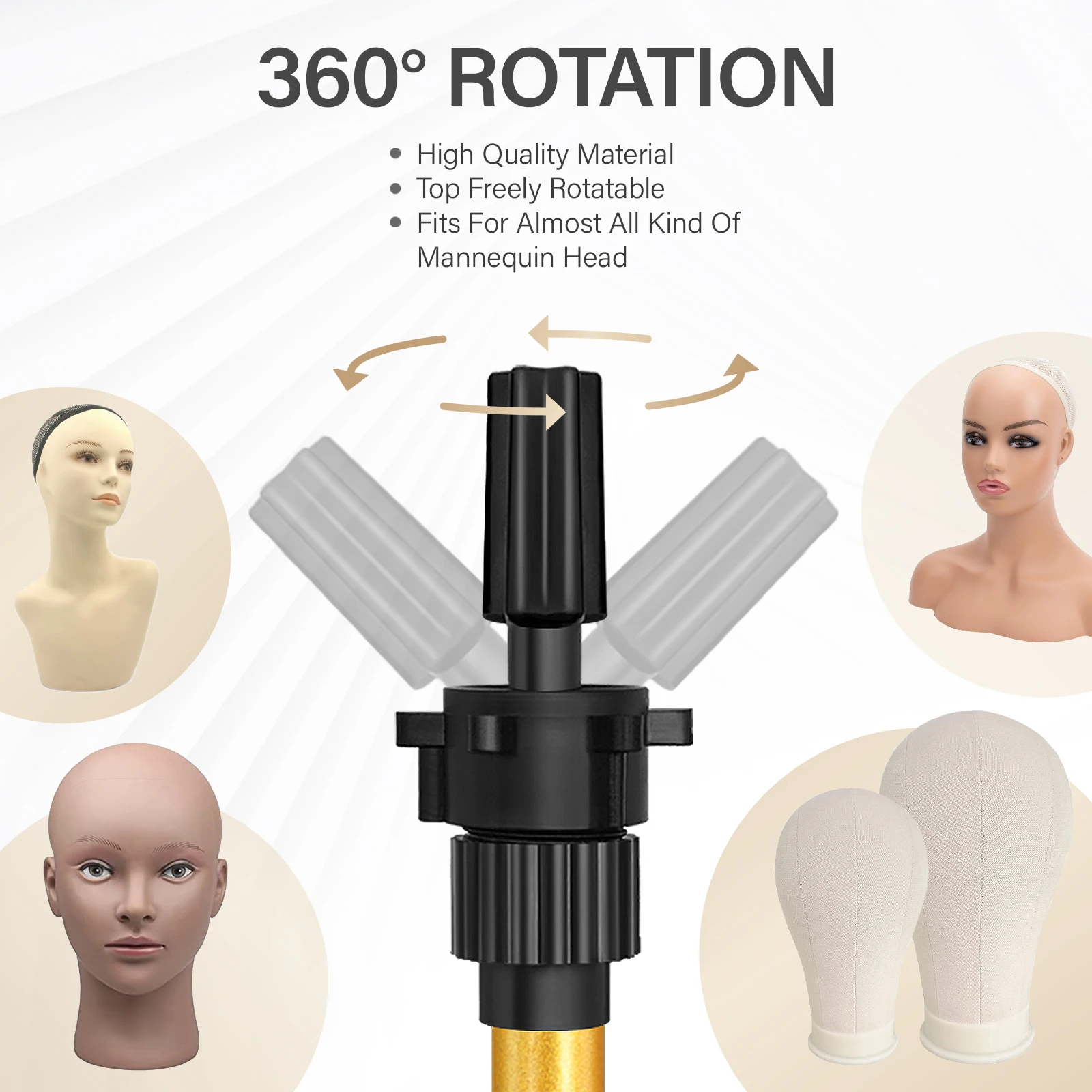 Adjustable Wig Tripod Stand Mannequin Head Stand 64Cm Luxury Wig Head Stand For Wig Display Styling Canvas Block Head Stand thumbnail 5