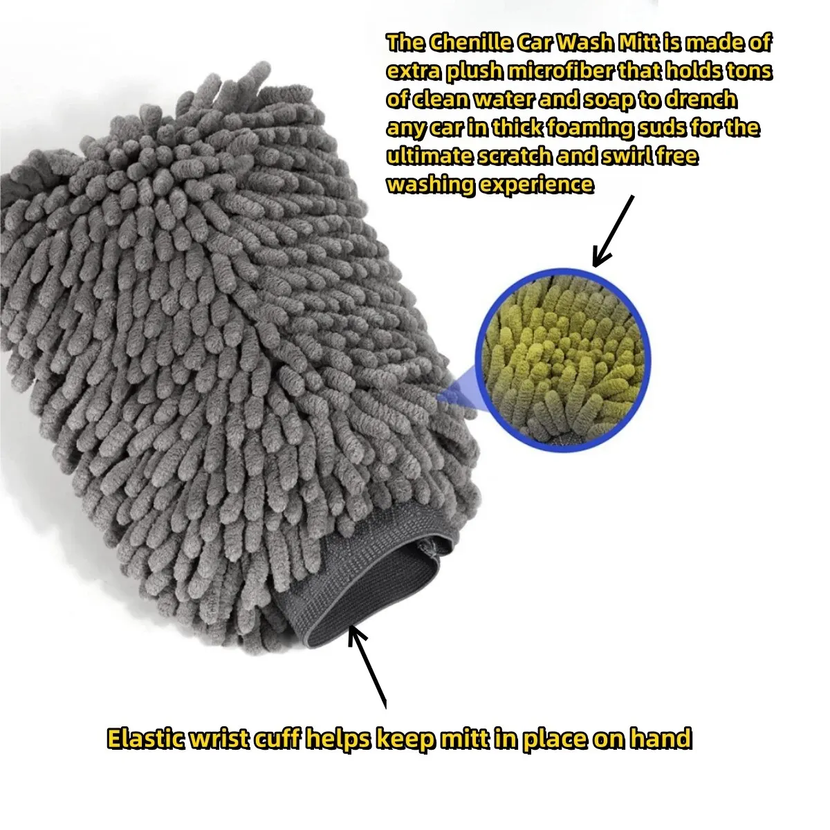 Microfiber Car Wash Mitt Double Sided Chenille Auto Gloves Ultra Absorbent Wash Car Sponge Scratch Free Microfiber Car Cleaning thumbnail 4