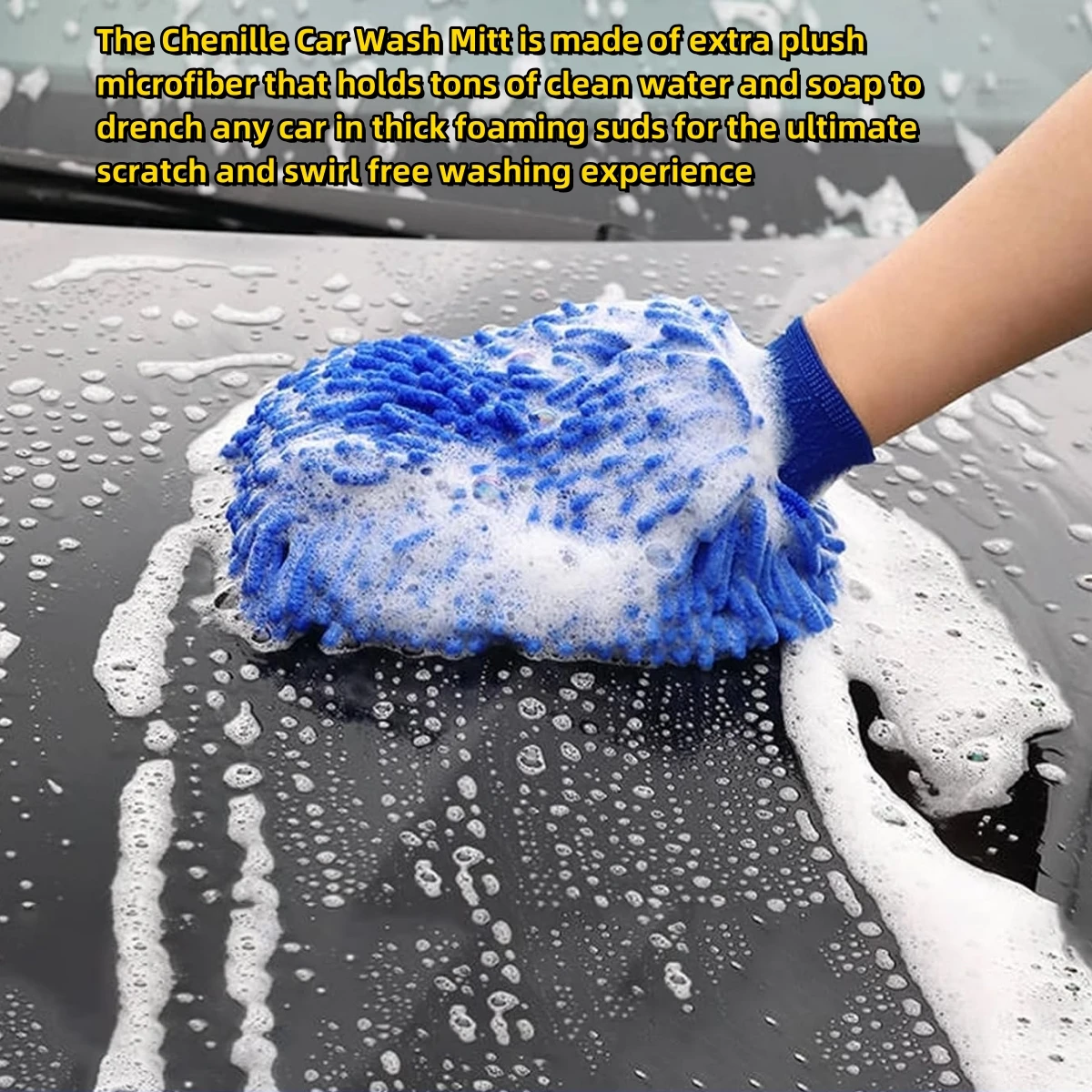 Microfiber Car Wash Mitt Double Sided Chenille Auto Gloves Ultra Absorbent Wash Car Sponge Scratch Free Microfiber Car Cleaning thumbnail 5