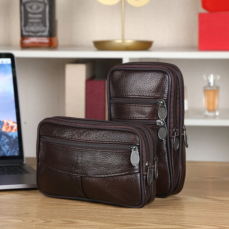 Genuine Leather Hand Bags For Men Large Capacity Money Purse Cell Mobile Phone Pocket Women Soft Double Zipper Male Clutch Bags thumbnail 2