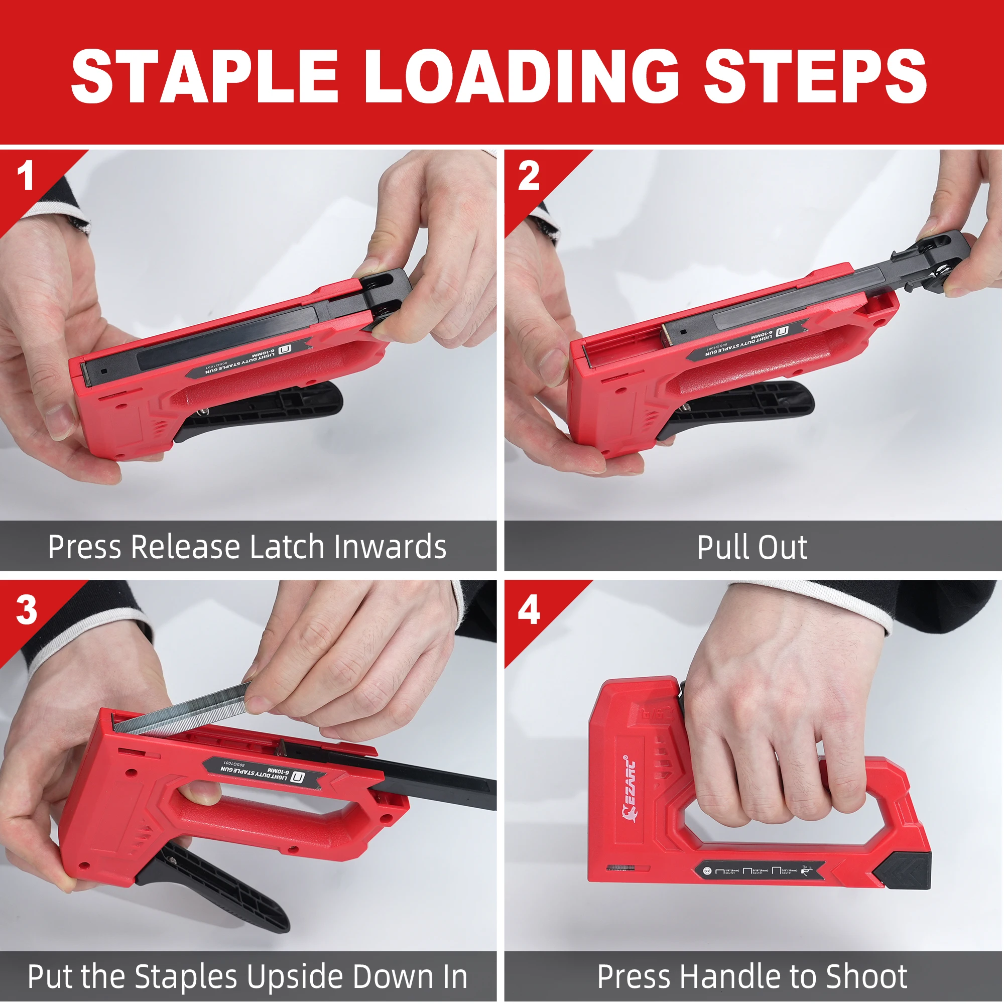 EZARC Hand Staple Gun Kit for Woodworking with 1000 Staples and Staple Remover, Light Duty Stapler and Nail Gun for DIY Crafts thumbnail 4
