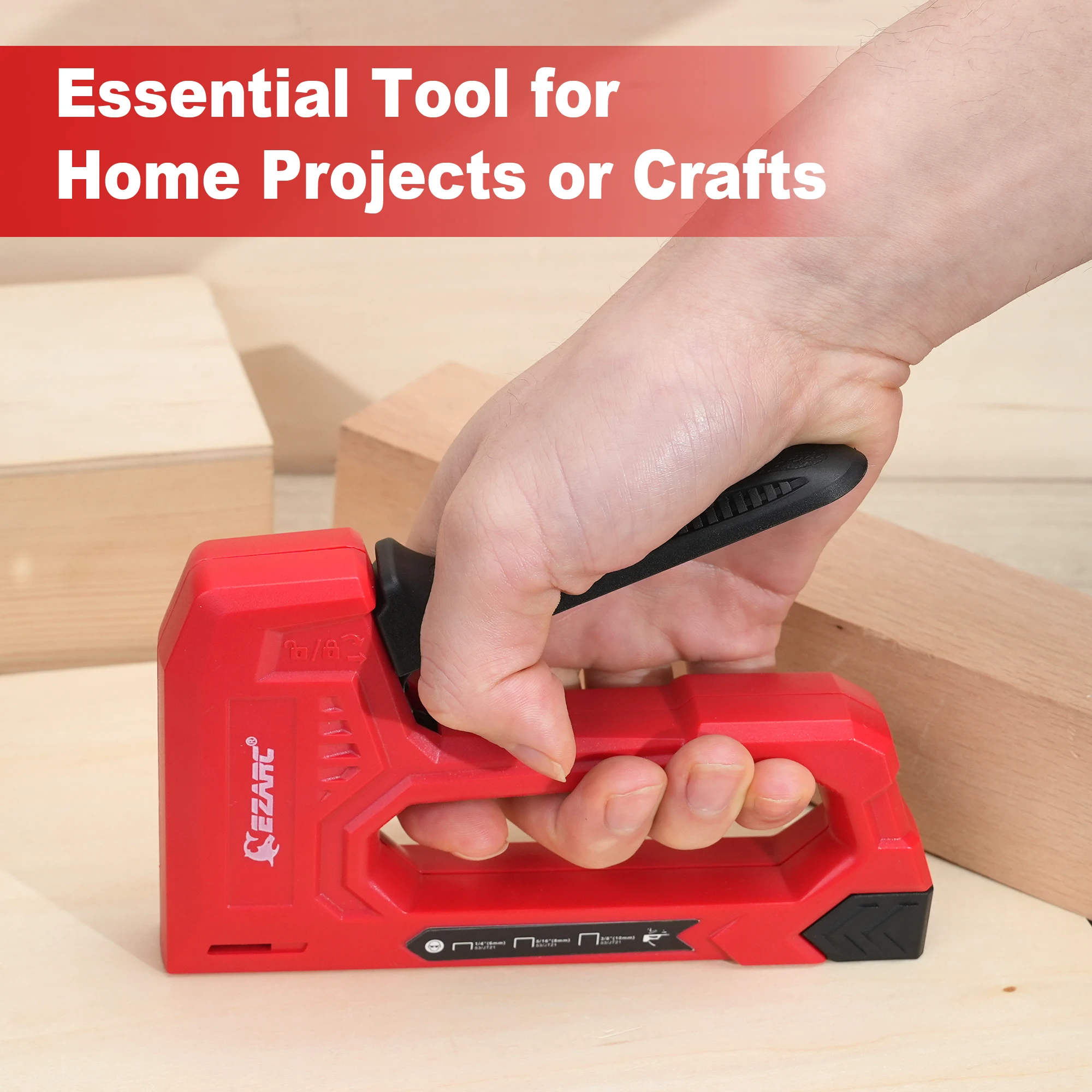 EZARC Hand Staple Gun Kit for Woodworking with 1000 Staples and Staple Remover, Light Duty Stapler and Nail Gun for DIY Crafts thumbnail 3