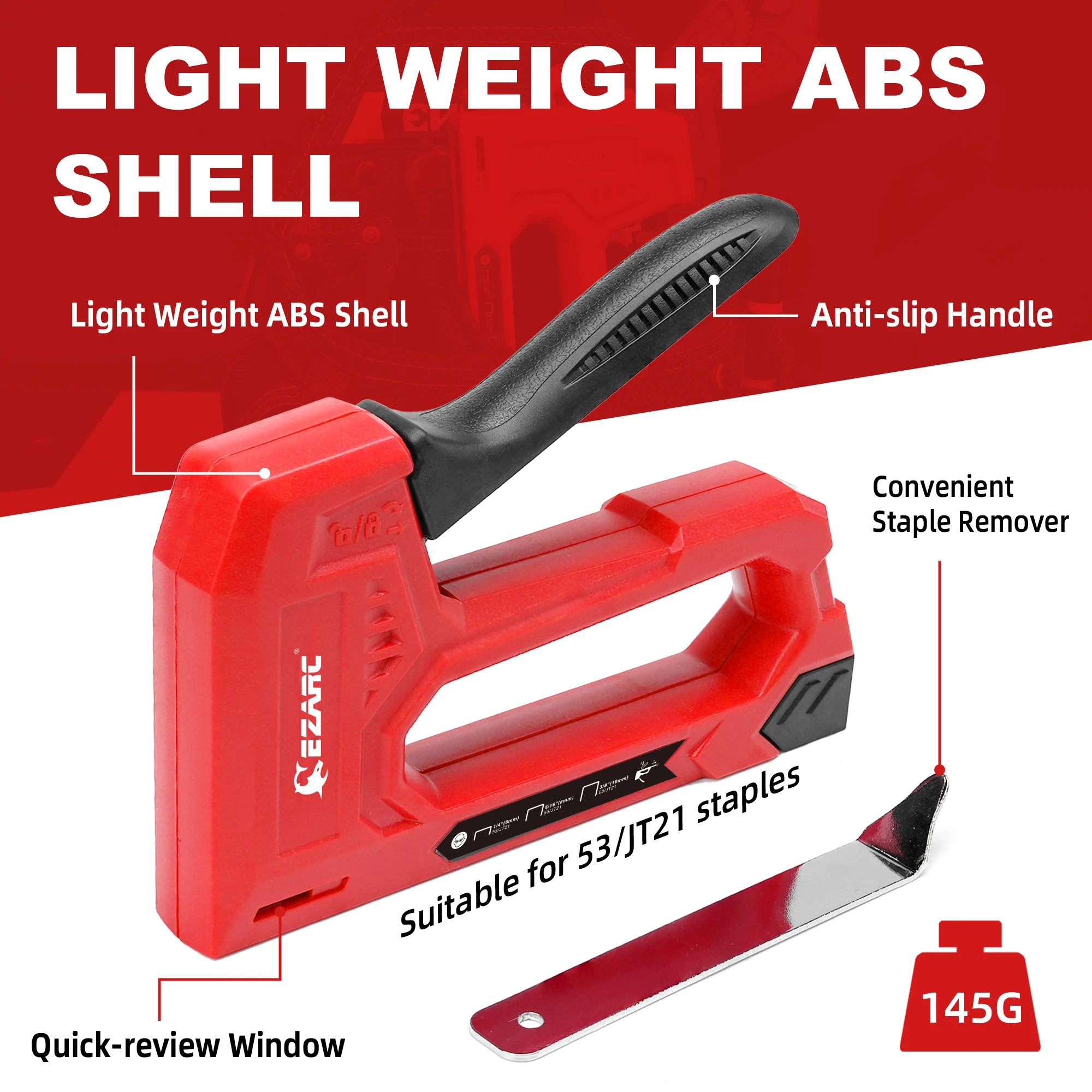 EZARC Hand Staple Gun Kit for Woodworking with 1000 Staples and Staple Remover, Light Duty Stapler and Nail Gun for DIY Crafts thumbnail 6