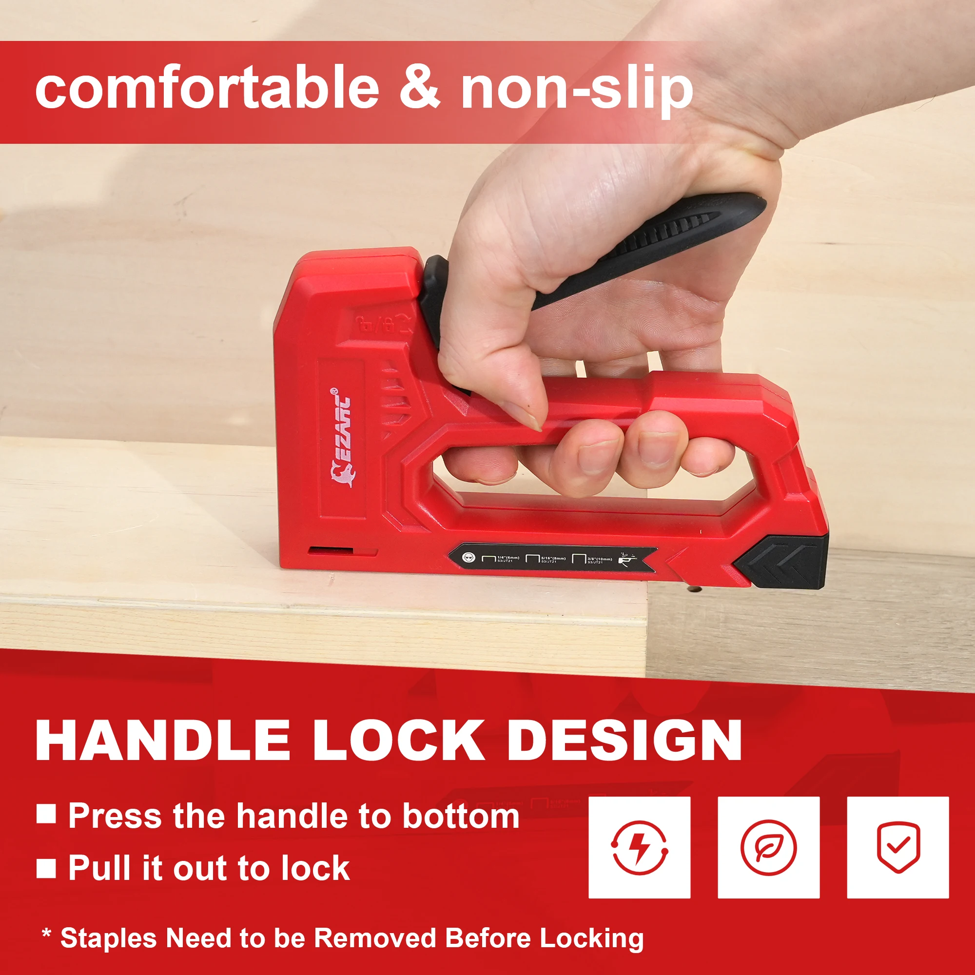 EZARC Hand Staple Gun Kit for Woodworking with 1000 Staples and Staple Remover, Light Duty Stapler and Nail Gun for DIY Crafts thumbnail 5