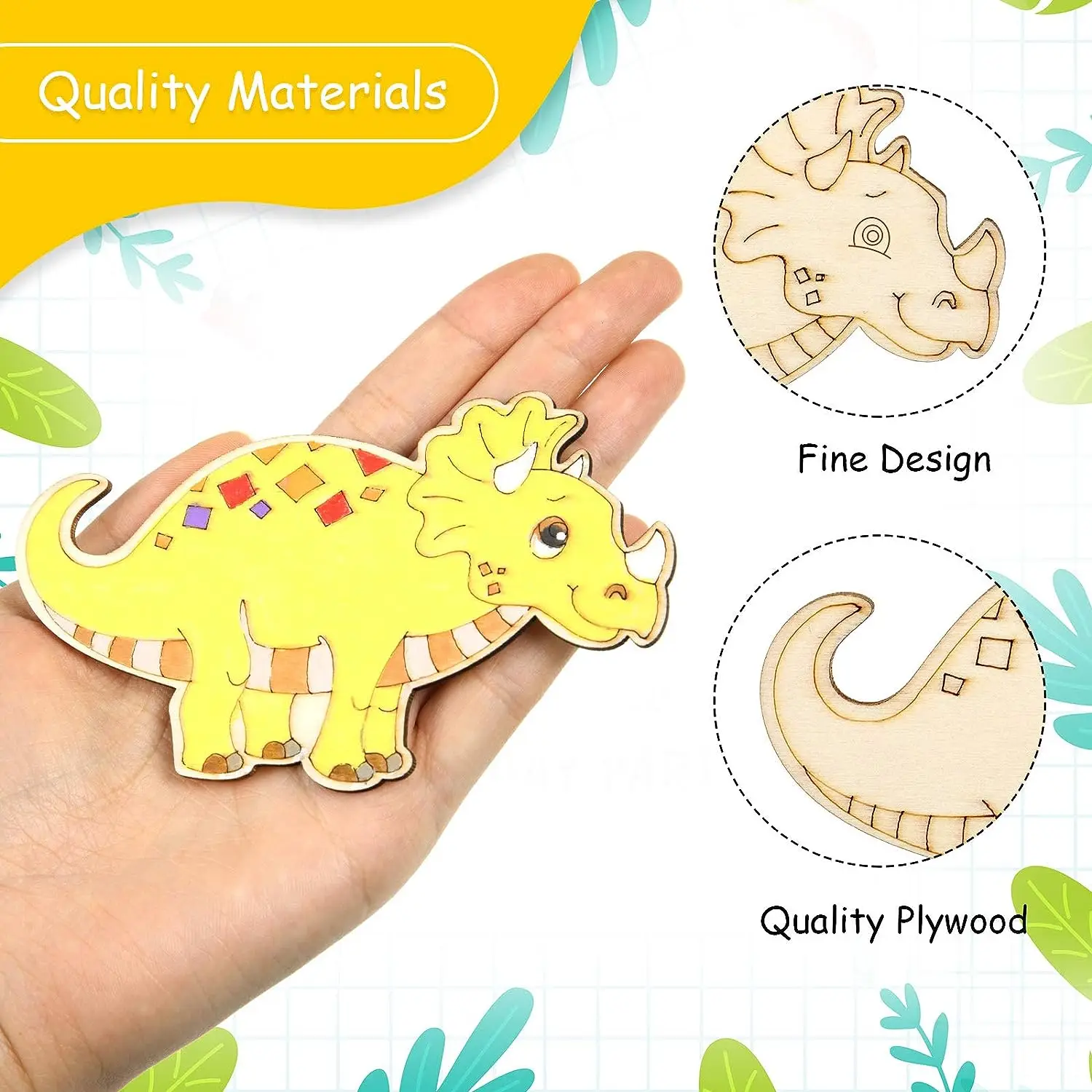 8/24 Pieces Unfinished Wooden Dinosaur Animal Laser Cut, DIY Craft Party Deco Art Deco Room Decor, school Drawing thumbnail 2