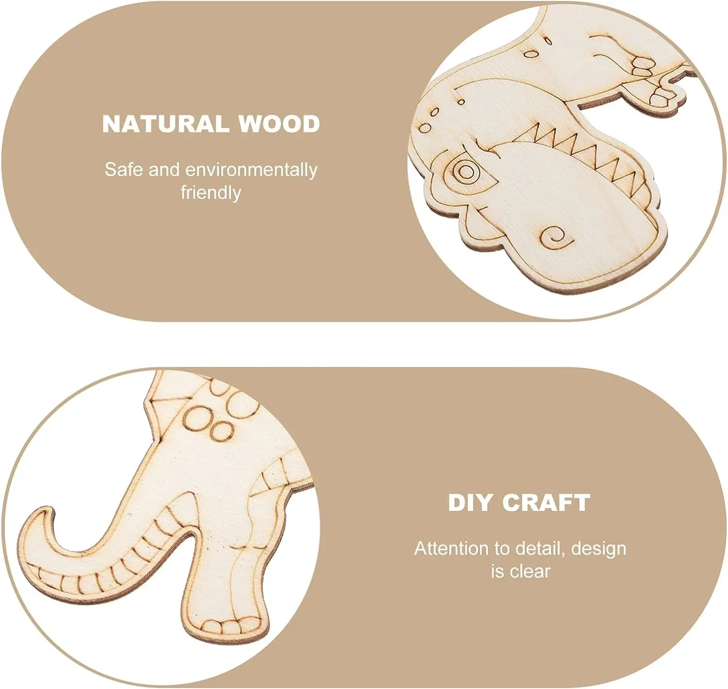 Unfinished Wooden Dinosaur Animal Laser Cut, DIY Craft Party Deco Art Deco Room Decor, Kindergarden Pre-school Drawing thumbnail 3