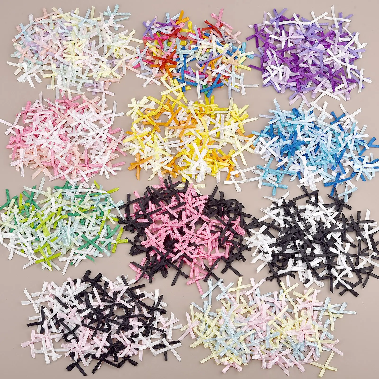 100Pcs Mini Satin Ribbons Flowers Bows Ties For DIY Craft Scrapbooking Embellishment Accessories Pets Hair Clothes Decoration thumbnail 3