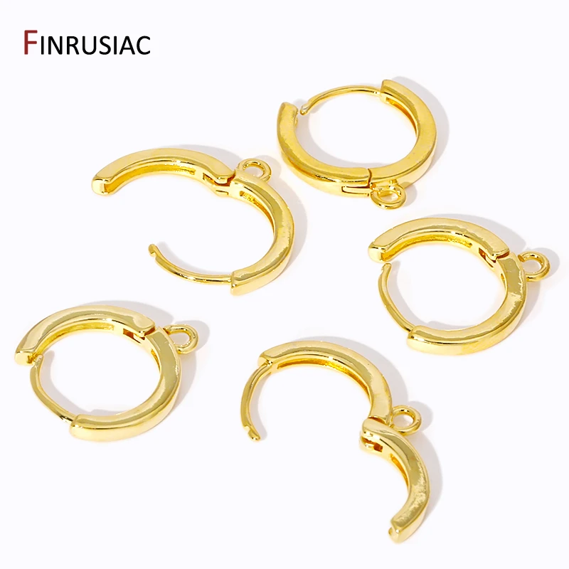 18K Gold Plated Brass Earring Hooks with Loop Round Ear Wires Huggie Hoop Earrings For DIY Dangle Earring Making Findings thumbnail 3