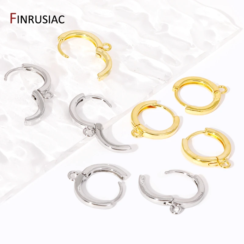 18K Gold Plated Brass Earring Hooks with Loop Round Ear Wires Huggie Hoop Earrings For DIY Dangle Earring Making Findings thumbnail 6