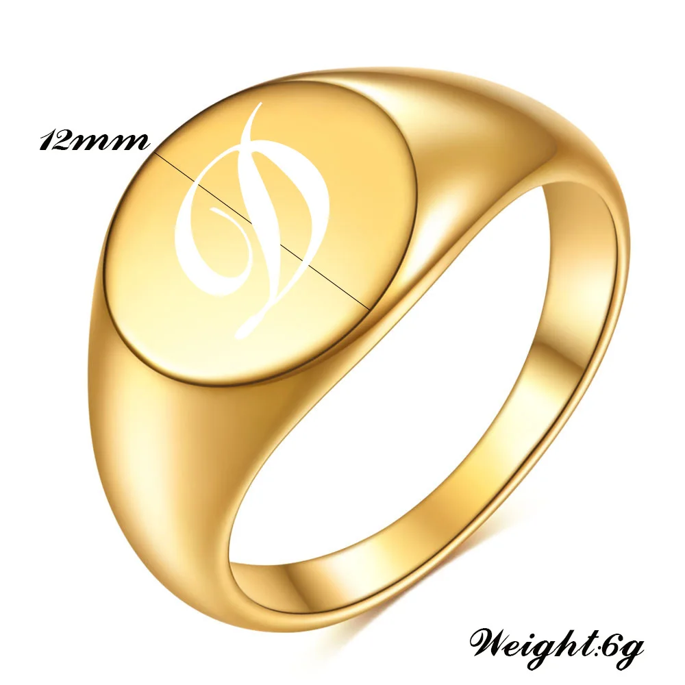 VQYSKO Gold Tone Round Initial Alphabet Ring Customized Stainless Steel Jewelry Personalized Rings Jewelry Wholesale thumbnail 2